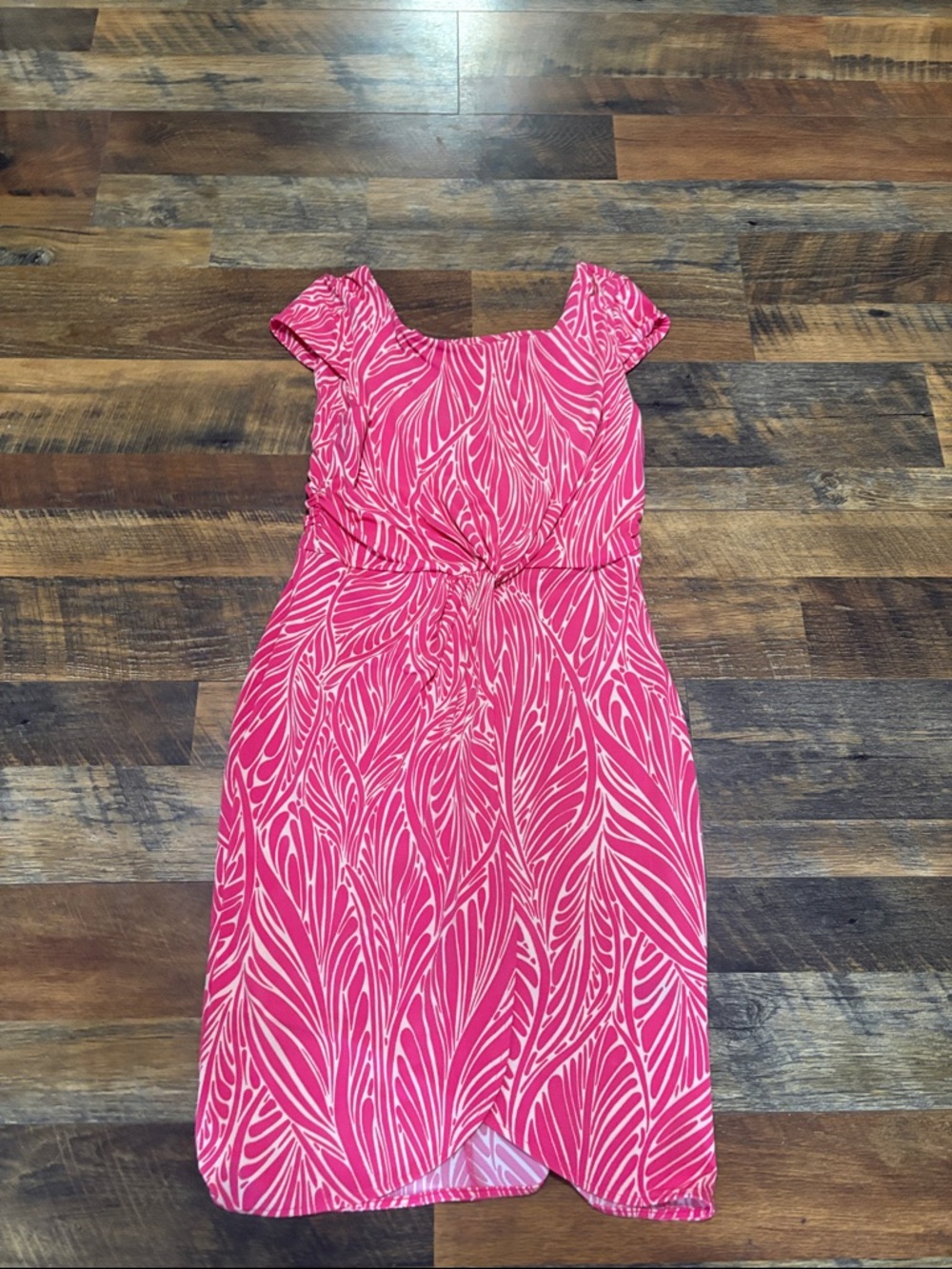 Victoria's Secret Hot Pink Leaf-Print Midi Dress